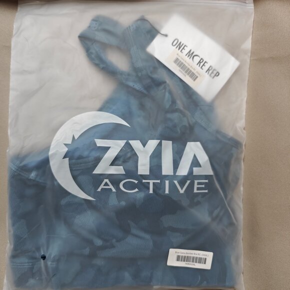 ZYIA Blue Camo Bomer Bra RC, NWT - Picture 2 of 4